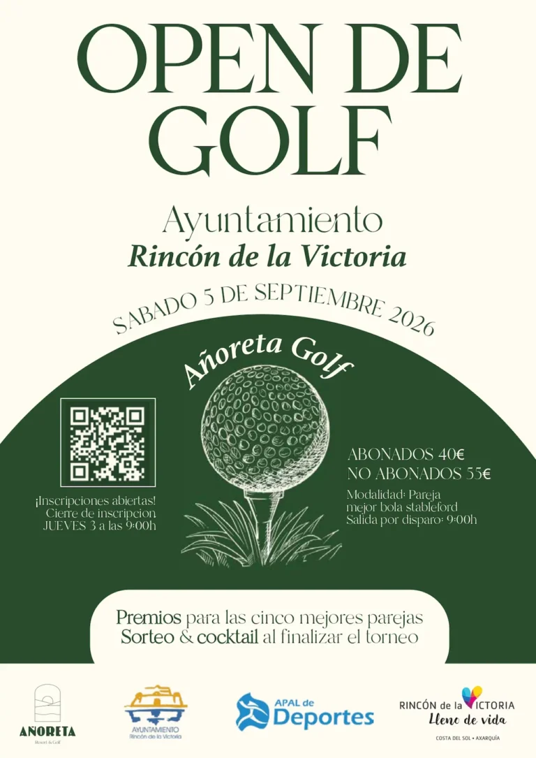 Cartel del Open de Golf del Ayuntamiento de Rincón de la Victoria en Añoreta